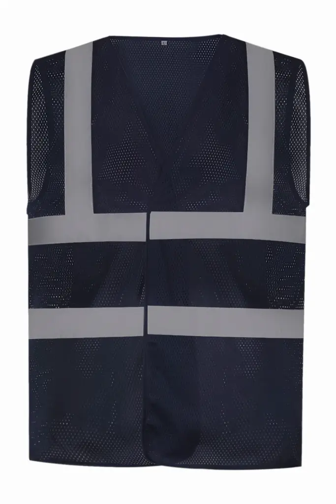 Hoge zichtbaarheid hesje van gerecycled gaas, navy — productfoto 10