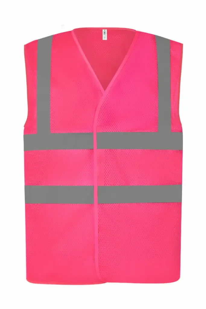 Hoge zichtbaarheid hesje van gerecycled gaas, pink — productfoto 11