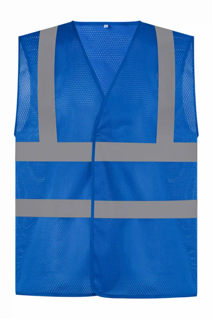Hoge zichtbaarheid hesje van gerecycled gaas, royal blue — productfoto 13