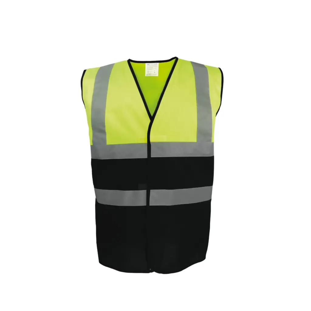 PS_YHVW122_HIVISYELLOW-BLACK - Hidalgo-werbeartikel Tweekleurig veiligheidshesje, hi vis yellow / black — productfoto 4