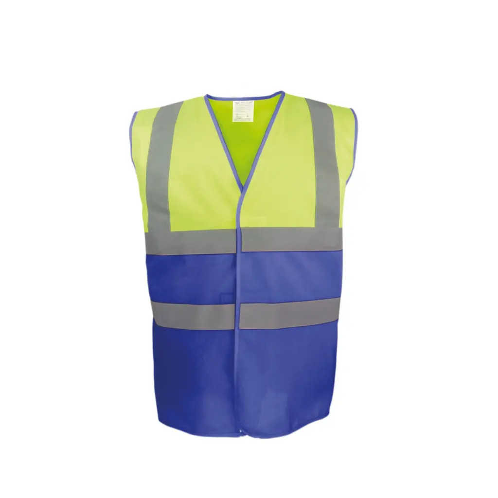 PS_YHVW122_HIVISYELLOW-ROYALBLUE - Hidalgo-werbeartikel Tweekleurig veiligheidshesje, hi vis yellow / royal blue — productfoto 9