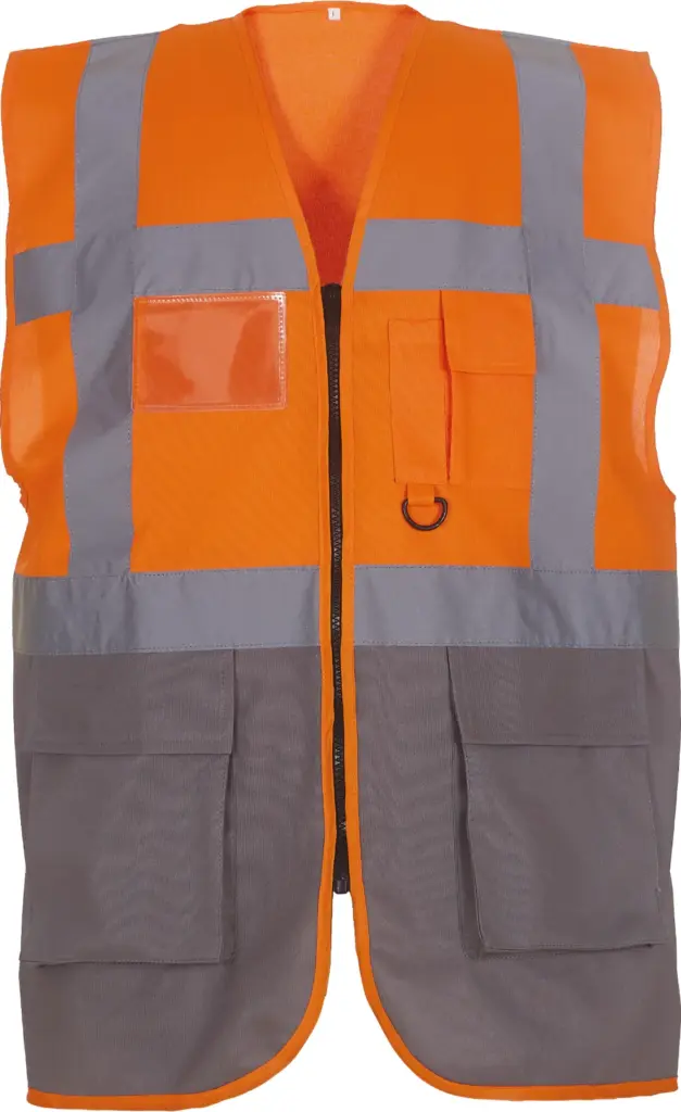 Multifunctioneel veiligheidshesje, hi vis orange / grey — productfoto 8