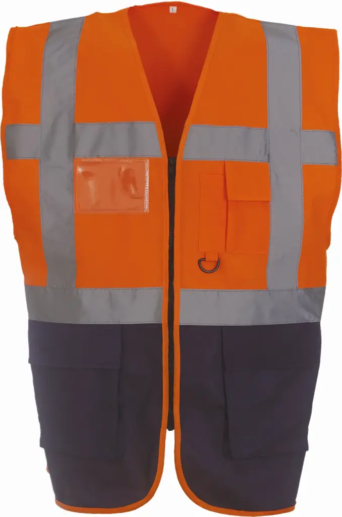 Multifunctioneel veiligheidshesje, hi vis orange / navy — productfoto 10