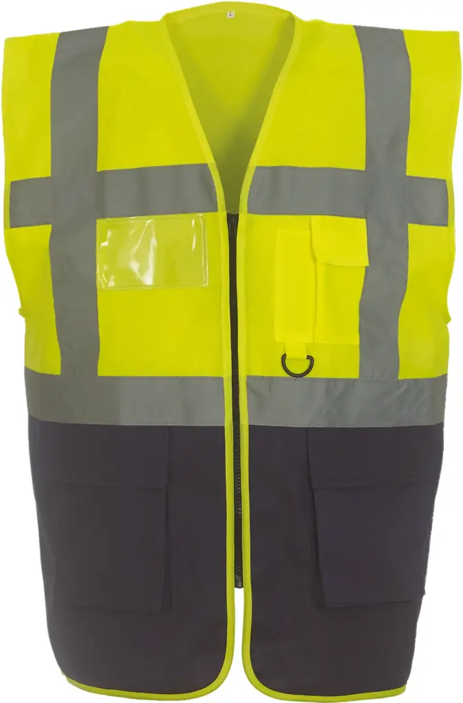 Multifunctioneel veiligheidshesje, hi vis yellow / navy — productfoto 15