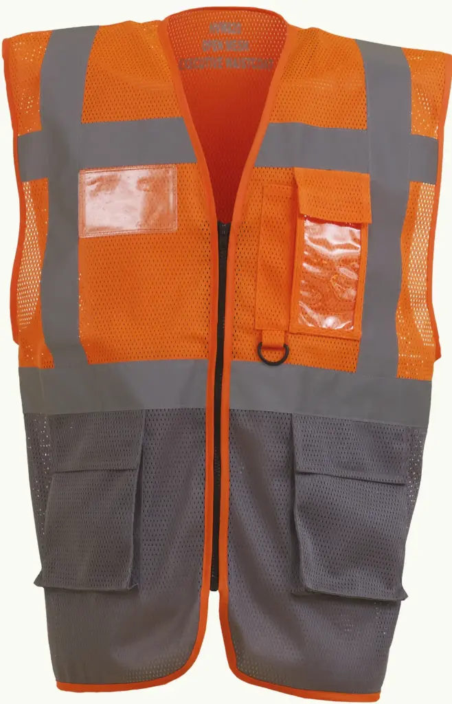 Top Cool -hoge zichtbaarheid hesje, hi vis orange / grey — productfoto 6