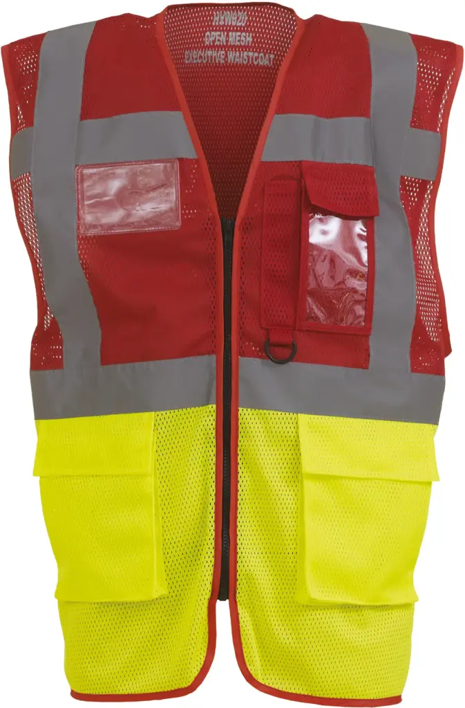 Top Cool -hoge zichtbaarheid hesje, red / hi vis yellow — productfoto 11