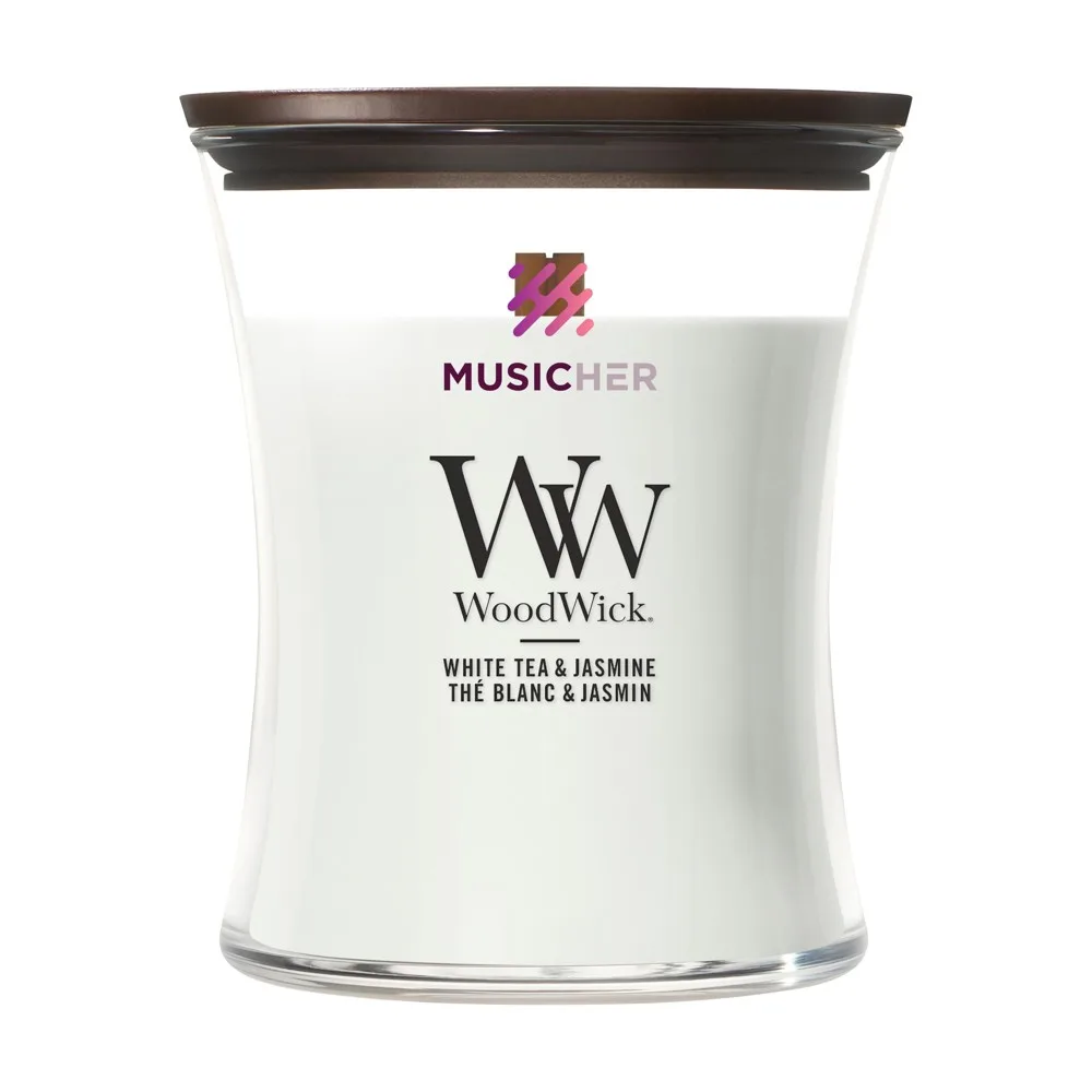 WoodWick White Tea & Jasmine Medium Candle geurkaars