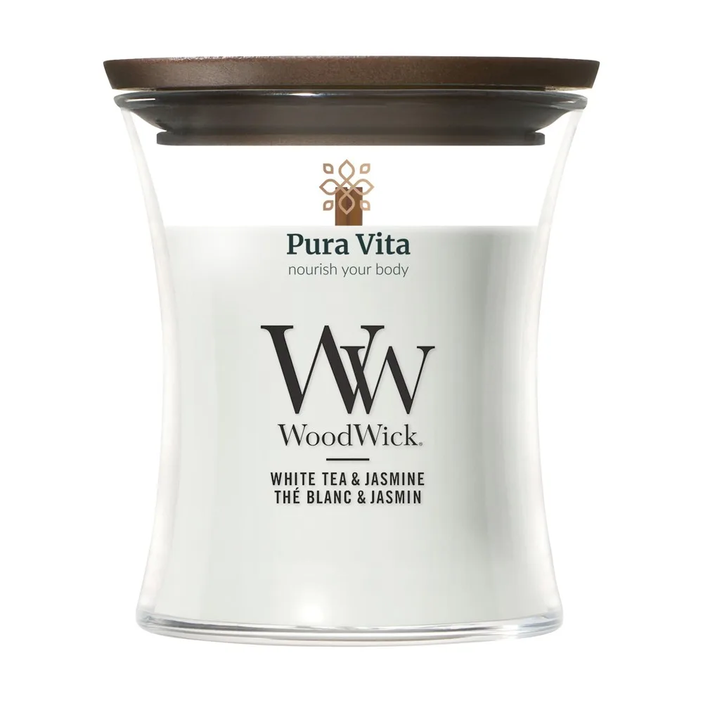 WoodWick White Tea & Jasmine Mini Candle geurkaars