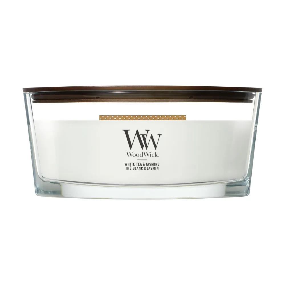 WoodWick White Tea & Jasmine Ellipse Candle geurkaars