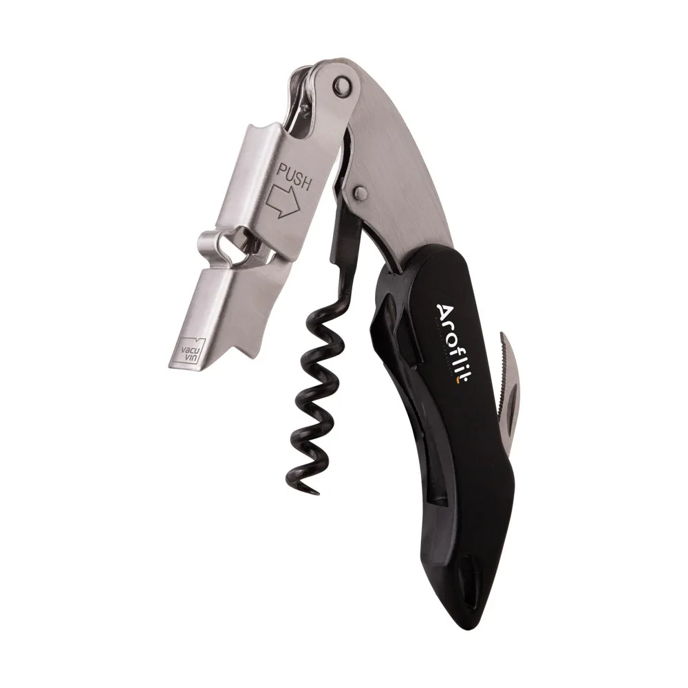 Vacu Vin Waiter’s Corkscrew Push Large kelnersmes, zwart