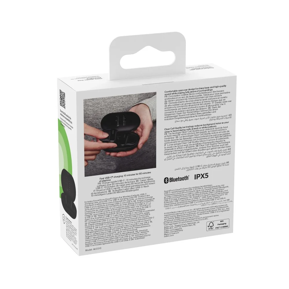 Open-Ear Kopfhörer Belkin bedrucken IPX5 Schwarz Uni — Produktfoto 4