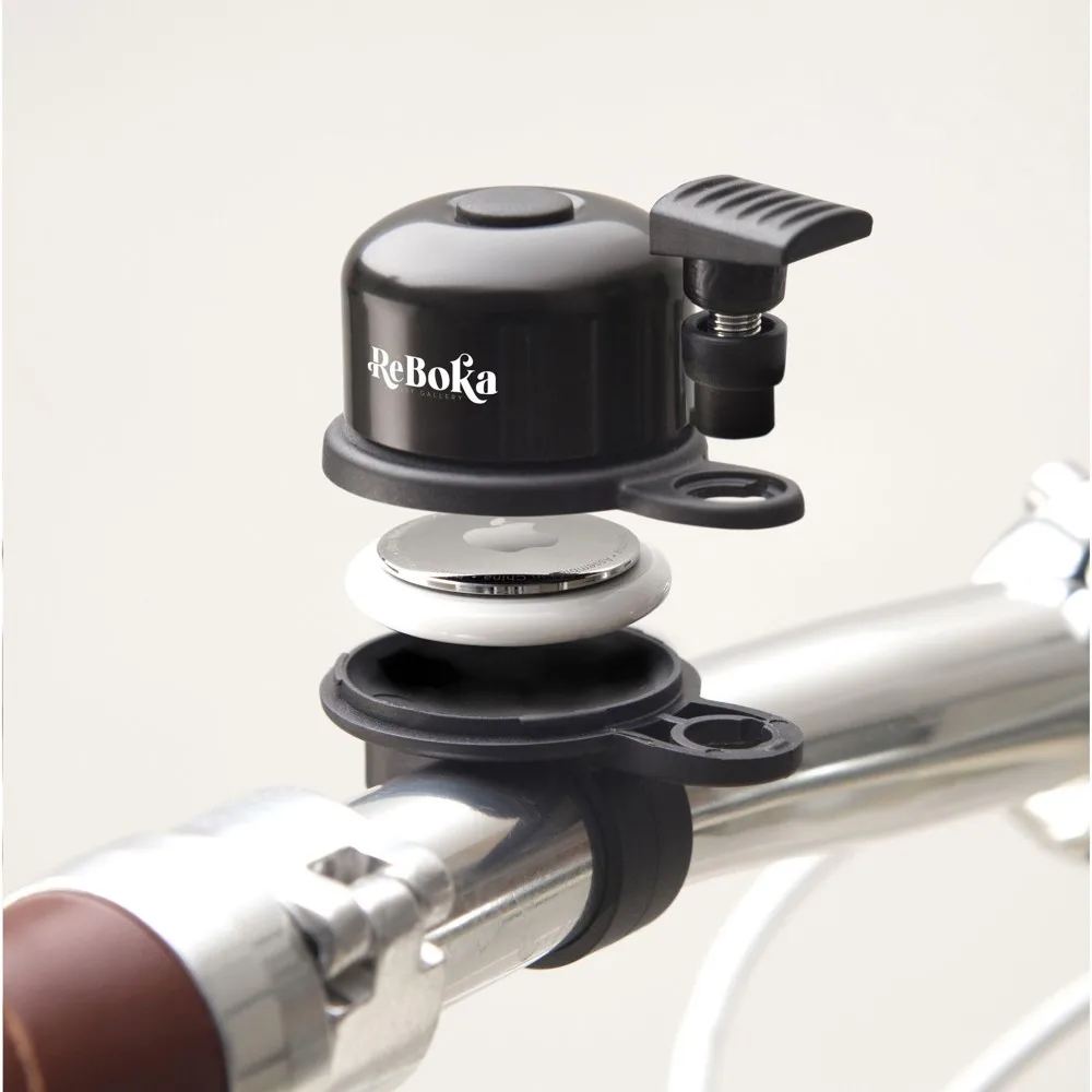 Airbell Fahrradklingel Bedrucken Airtag Halter Schwarz 22mm — Produktfoto 6