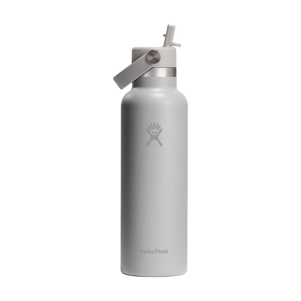 Hydro Flask Standard Mouth with Flex Straw Cap 621 ml waterfles grijs ± pms cool gray 1c - Bidons & Shakers Hydro Flask Standard Mouth with Flex Straw Cap 621 ml waterfles, grijs (± pms cool gray 1c)