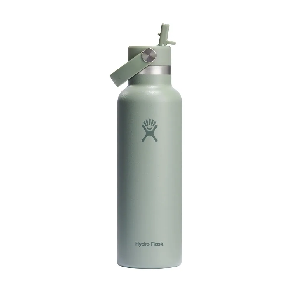 Hydro Flask Standard Mouth with Flex Straw Cap 621 ml waterfles groengrijs ± pms 16-0110 tcx desert sage - Bidons & Shakers Hydro Flask Standard Mouth with Flex Straw Cap 621 ml waterfles, groen/grijs (± pms 16-0110 tcx desert sage)
