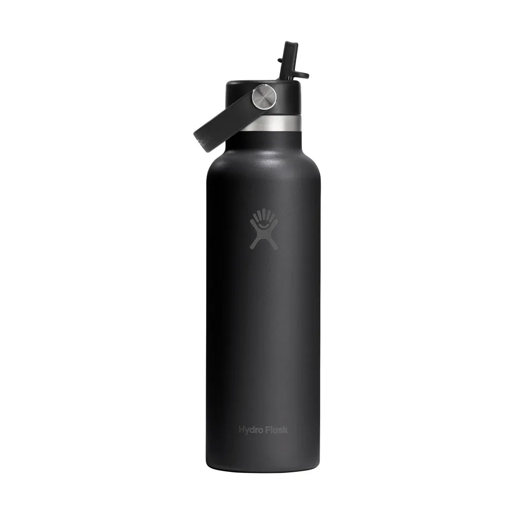 Hydro Flask Standard Mouth with Flex Straw Cap 621 ml waterfles zwart ± pms black 6c - Bidons & Shakers Hydro Flask Standard Mouth with Flex Straw Cap 621 ml waterfles, zwart (± pms black 6c)