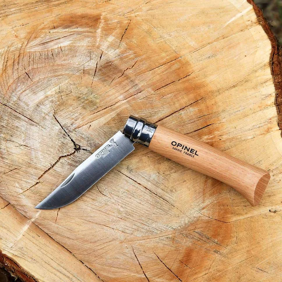 Opinel Inox No 08 zakmes in een riemetui — productfoto 5