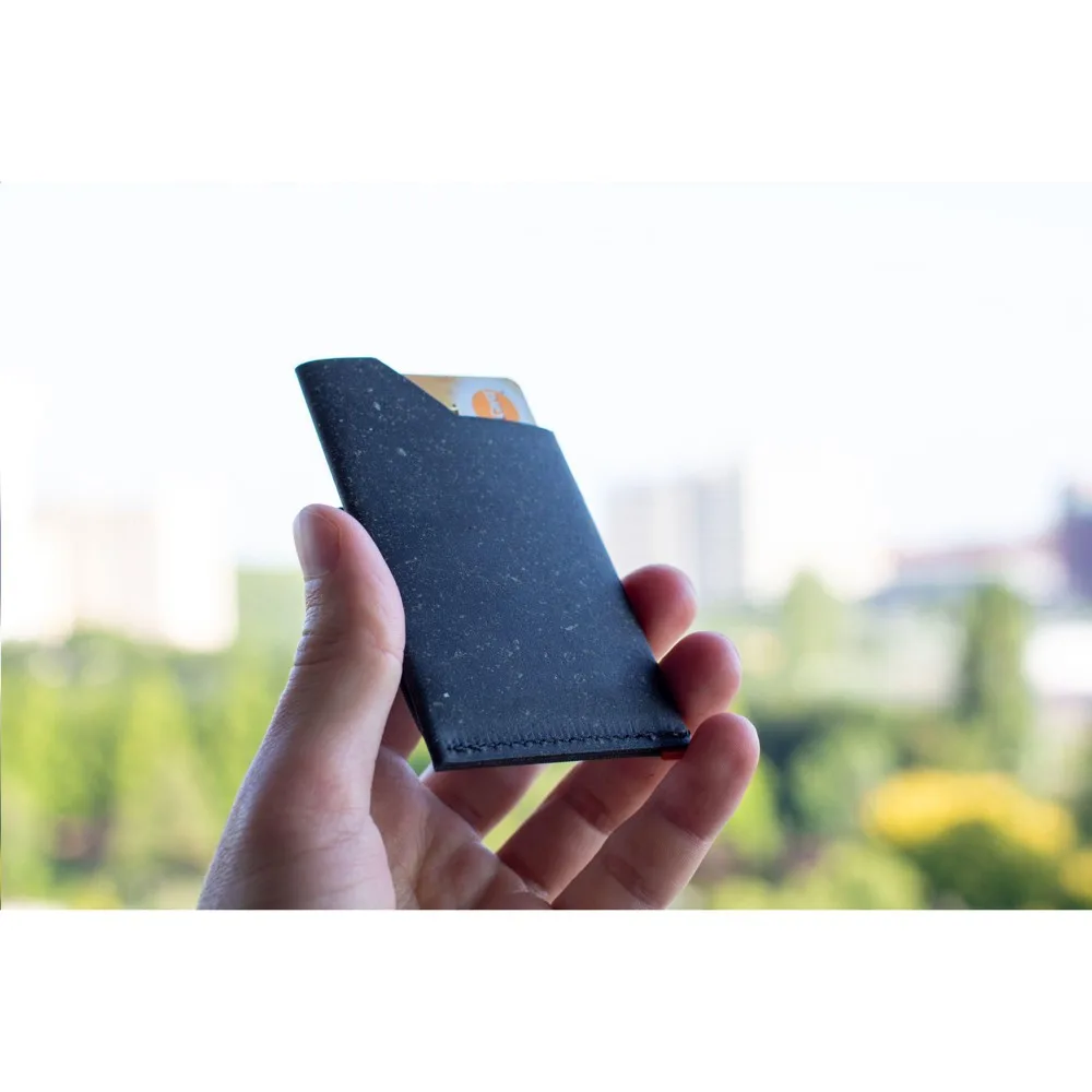 Custom Recycled Leather Card Holder Extra Pocket Compact — product photo 3