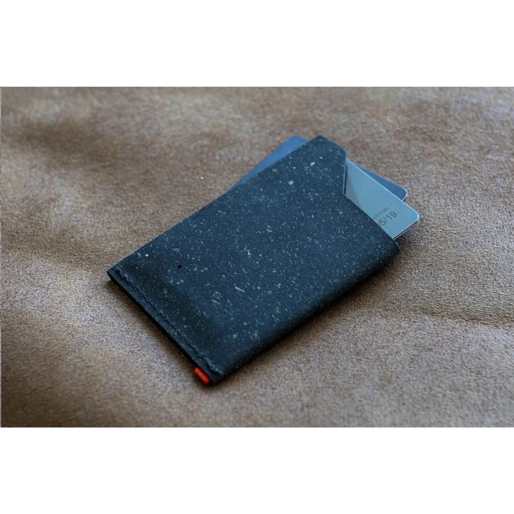 Custom Recycled Leather Card Holder Extra Pocket Compact — product photo 8