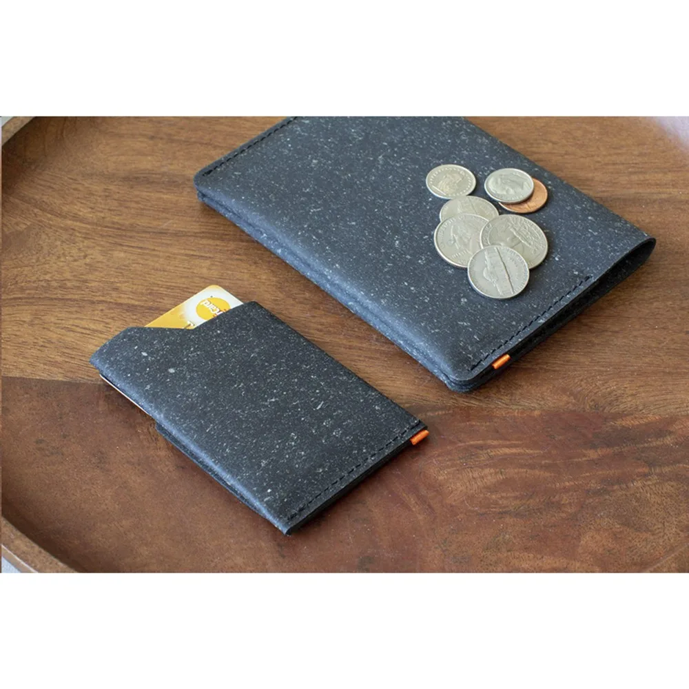 Custom Recycled Leather Card Holder Extra Pocket Compact — product photo 10