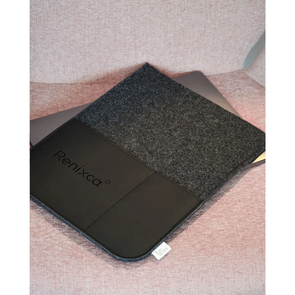 Laptop-Sleeve 16 Zoll bedrucken nachhaltig Filz Apfelleder — Produktfoto 9