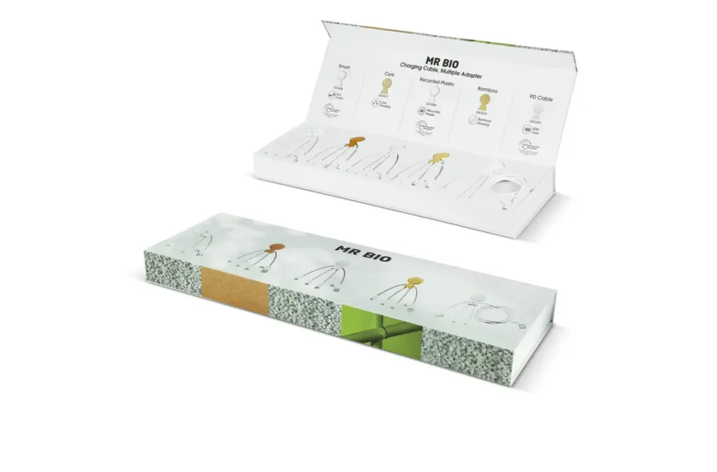Nachhaltiges Ladekabel-Set mit Logo in Präsentationsbox