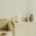 Coollux vouwbare papieren LED lamp Aurora op houten voet, 22cm — productfoto 6