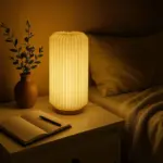 Coollux vouwbare papieren  LED lamp Aurora Tall op houten voet, 32cm — productfoto 7