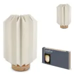 Coollux vouwbare papieren LED lamp Eos op houten voet 25 cm brievenbus doos - Hidalgo Coollux vouwbare papieren LED lamp Eos op houten voet, 25 cm (brievenbus doos)