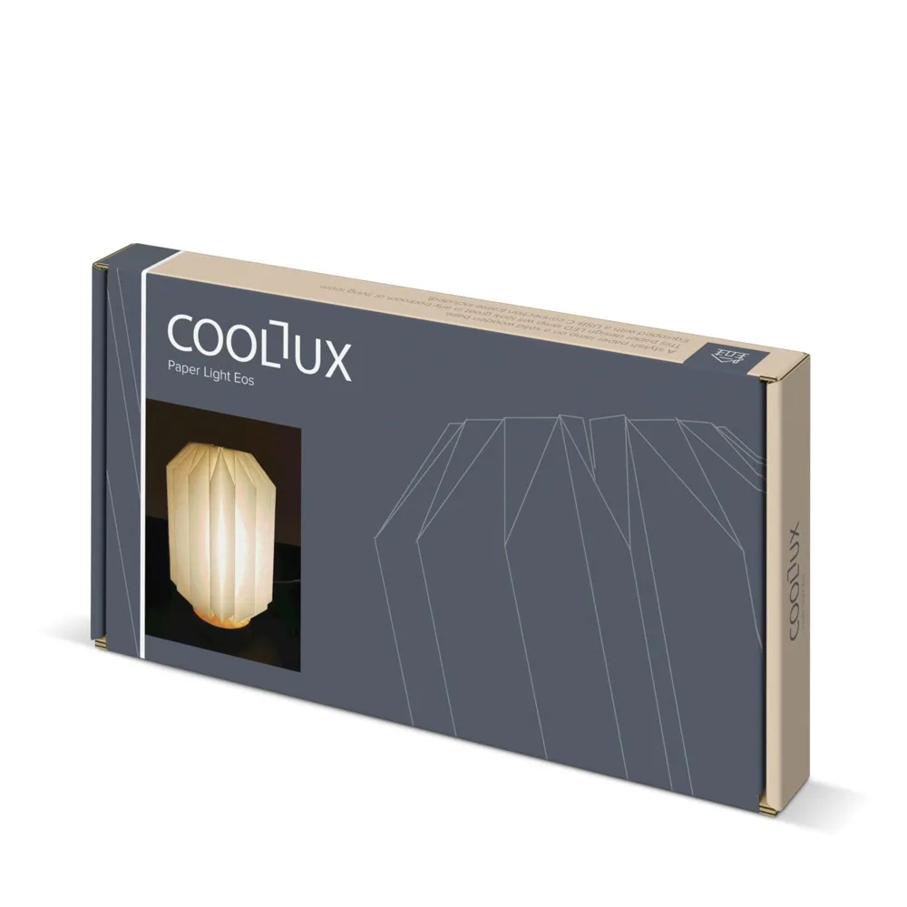 Coollux vouwbare papieren LED lamp Eos op houten voet 25 cm brievenbus doos productfoto 7 - Hidalgo Coollux vouwbare papieren LED lamp Eos op houten voet, 25 cm (brievenbus doos) — productfoto 7
