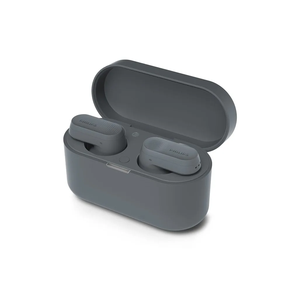 TAT3509| Philips TWS earphones with Noise Canceling Pro met tot 24 uur speeltijd donker grijs - Hidalgo-werbeartikel TAT3509| Philips TWS earphones with Noise Canceling Pro met tot 24 uur speeltijd, donker grijs