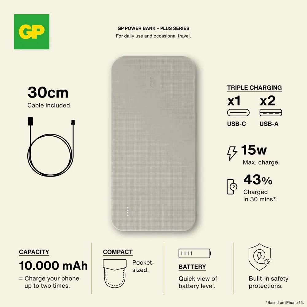 GP B+ Series Powerbank 10000 mAh productfoto 2 - Hidalgo GP B+ Series Powerbank 10000 mAh — productfoto 2