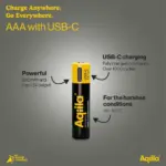 Aqiila Oplaadbare USB-C Batterijen AAA 600mAh 4-pack — productfoto 8