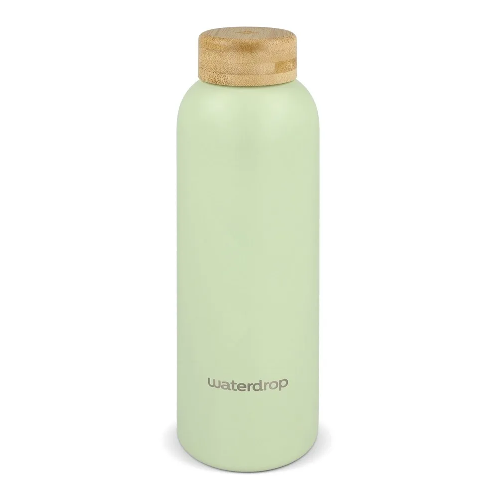 Waterdrop Roestvrijstalen Fles met Bamboe dop 600ml productfoto 2 - Bidons & Shakers Waterdrop Roestvrijstalen Fles met Bamboe dop 600ml — productfoto 2