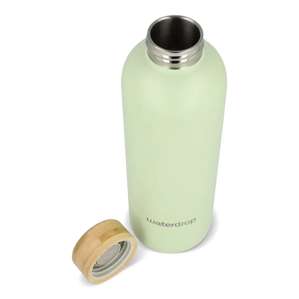 Waterdrop Roestvrijstalen Fles met Bamboe dop 600ml productfoto 4 - Bidons & Shakers Waterdrop Roestvrijstalen Fles met Bamboe dop 600ml — productfoto 4