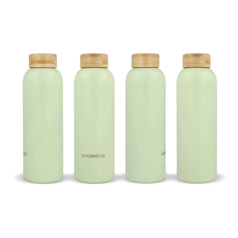 Waterdrop Roestvrijstalen Fles met Bamboe dop 600ml productfoto 5 - Bidons & Shakers Waterdrop Roestvrijstalen Fles met Bamboe dop 600ml — productfoto 5