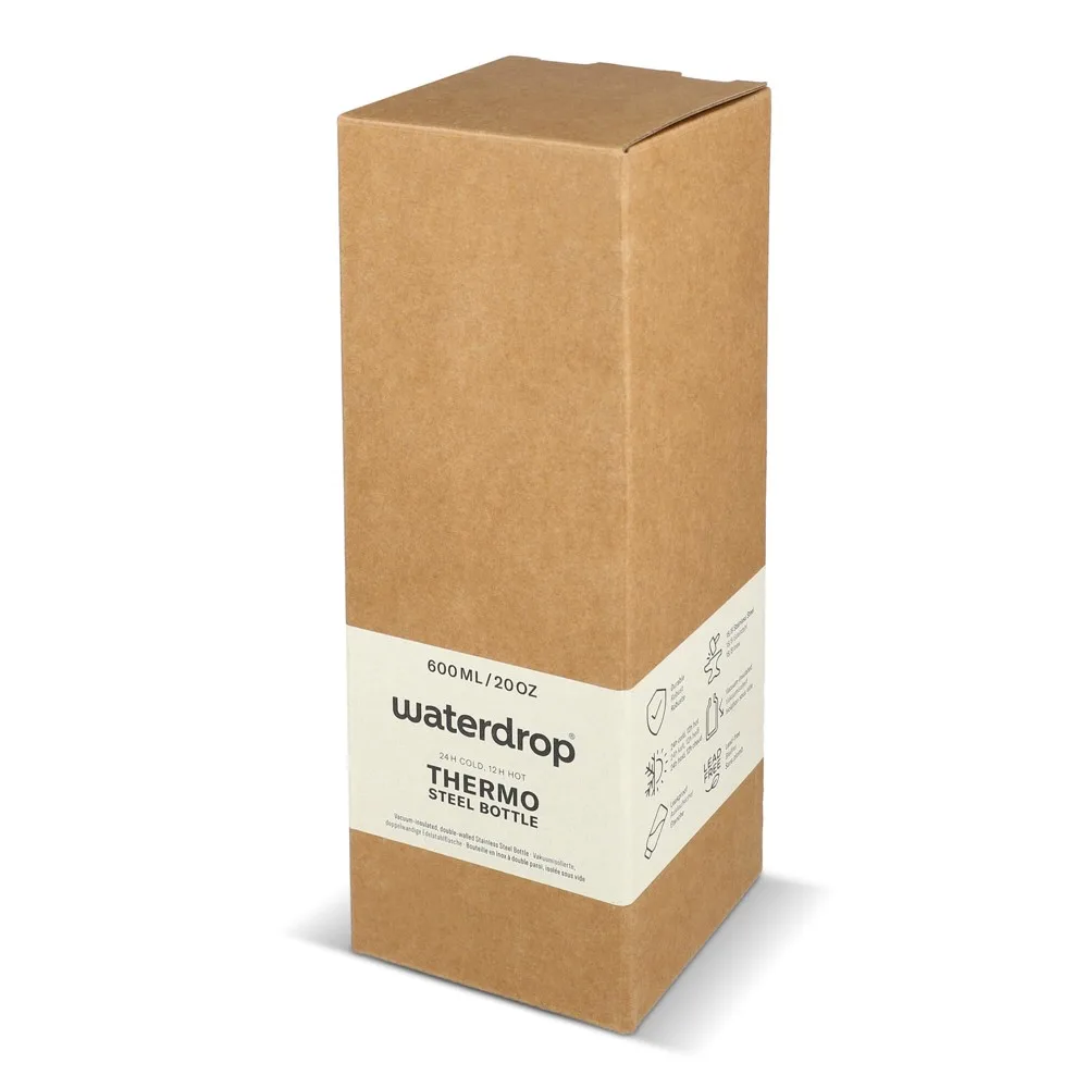 Waterdrop Roestvrijstalen Fles met Bamboe dop 600ml productfoto 6 - Bidons & Shakers Waterdrop Roestvrijstalen Fles met Bamboe dop 600ml — productfoto 6