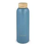 Waterdrop Roestvrijstalen Fles met Bamboe dop 600ml grijs - blauw - Bidons & Shakers Waterdrop Roestvrijstalen Fles met Bamboe dop 600ml, grijs - blauw