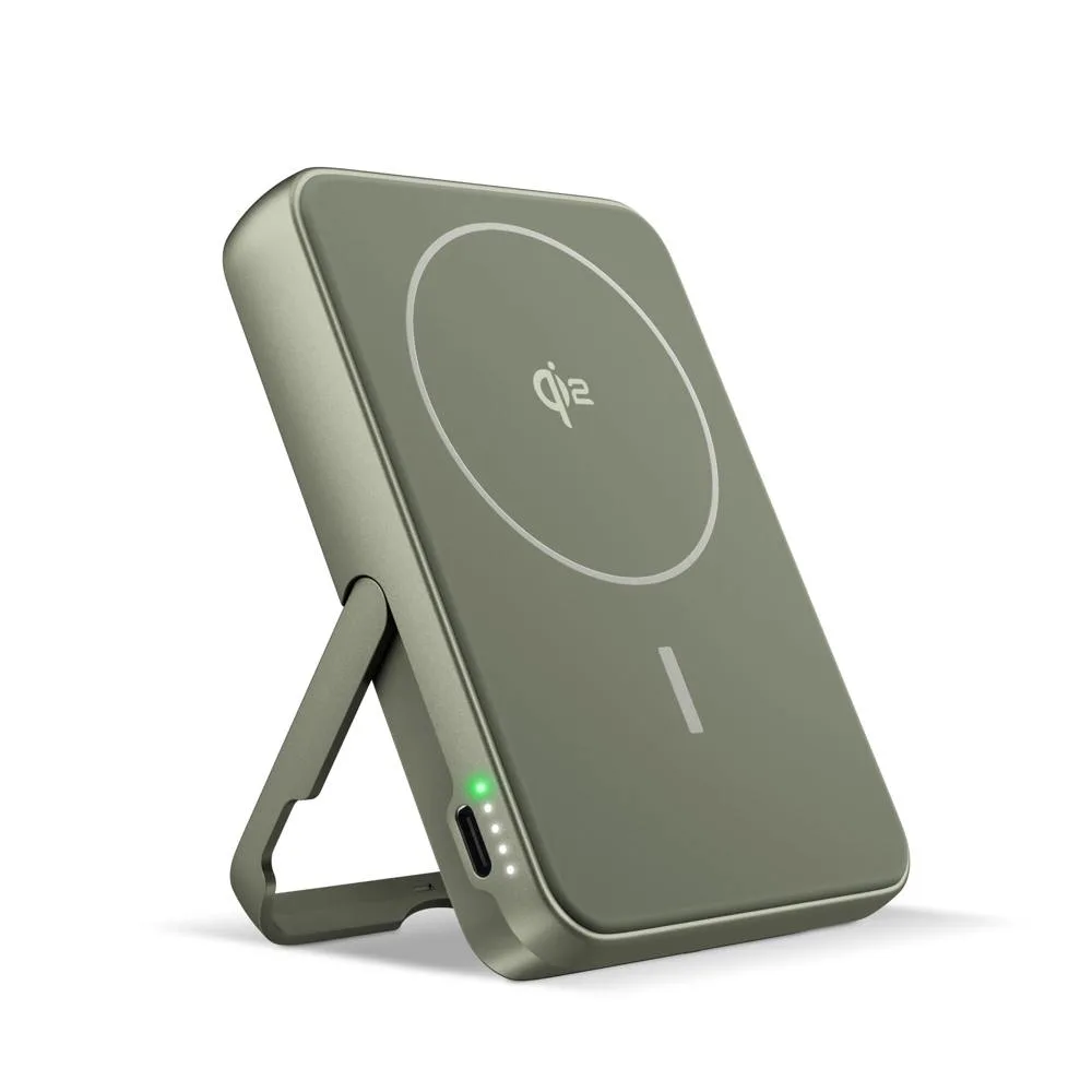 Fresh n Rebel Draadloze Powerbank 10000mAh Geschikt voor MagSafe dried green - Hidalgo-werbeartikel Fresh 'n Rebel Draadloze Powerbank 10000mAh Geschikt voor MagSafe, dried green