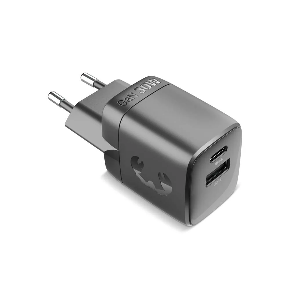 Fresh n Rebel 30W Snellader GaN USB-C USB-A donker grijs - Hidalgo Fresh 'n Rebel 30W Snellader GaN USB-C & USB-A, donker grijs