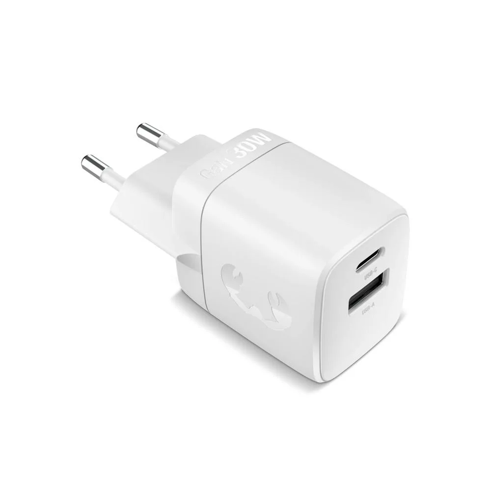 Fresh n Rebel 30W Snellader GaN USB-C USB-A licht grijs - Hidalgo Fresh 'n Rebel 30W Snellader GaN USB-C & USB-A, licht grijs
