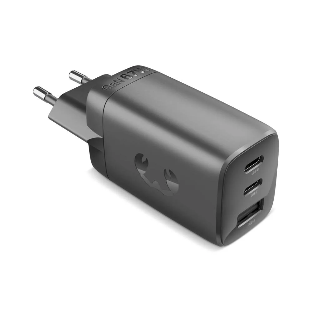 Fresh n Rebel 67W Laptop Snellader GaN USB-C USB-A donker grijs - Hidalgo-werbeartikel Fresh 'n Rebel 67W Laptop Snellader GaN USB-C & USB-A, donker grijs