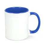 Mok subli Oslo gekleurde binnenkant handvat 300ml wit blauw - Hidalgo-werbeartikel Mok subli Oslo gekleurde binnenkant & handvat 300ml, wit / blauw