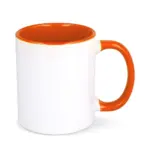 Mok subli Oslo gekleurde binnenkant handvat 300ml wit oranje - Hidalgo-werbeartikel Mok subli Oslo gekleurde binnenkant & handvat 300ml, wit / oranje