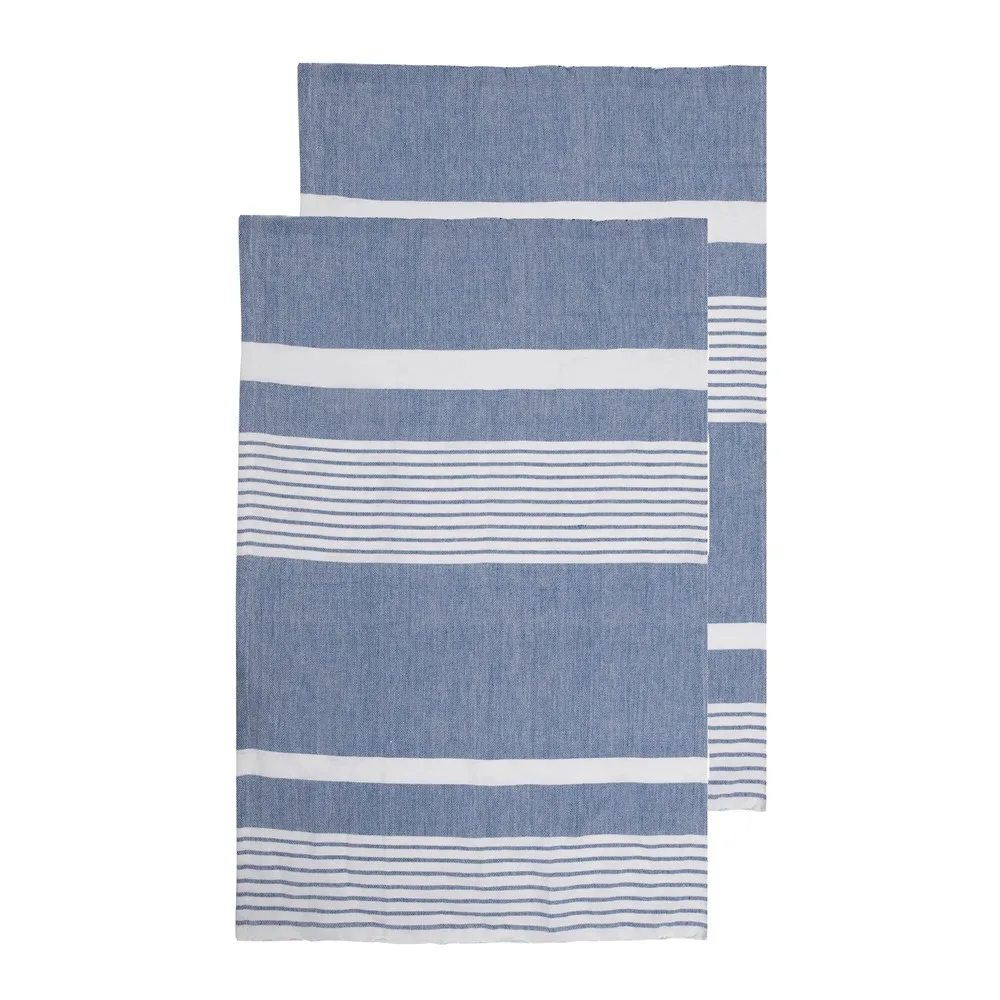 Sagaform Ella hamamdoek 2-pack 50x70cm blauw - Hidalgo Sagaform Ella hamamdoek 2-pack 50x70cm,, blauw
