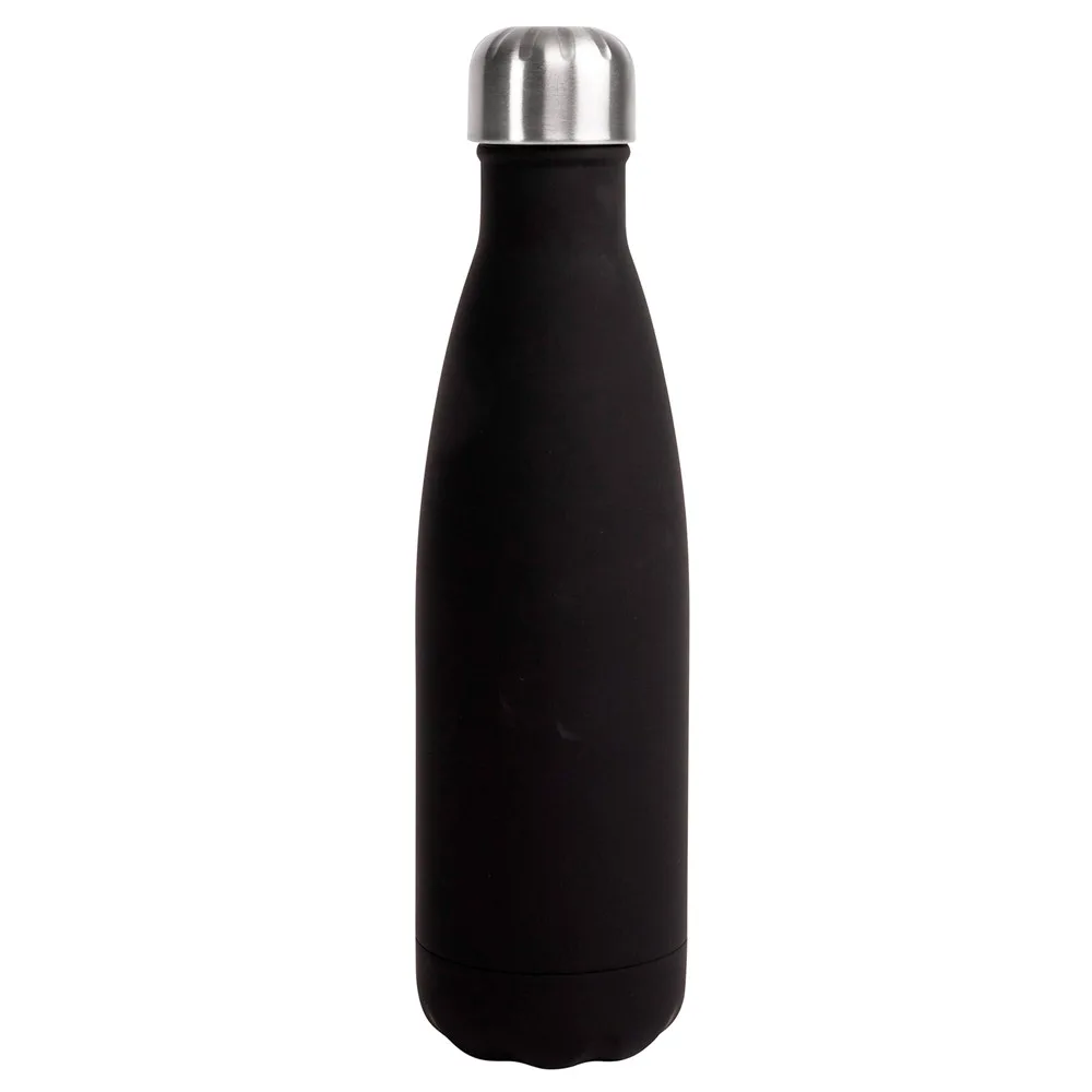 Sagaform Nils stalen fles Rubber 500ml zwart - Hidalgo-werbeartikel Sagaform Nils stalen fles Rubber 500ml, zwart