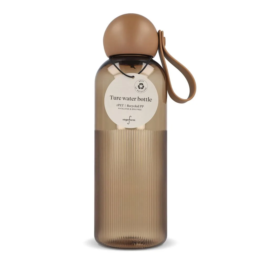 Sagaform Ture waterfles 600 ml transparant bruin - Hidalgo-werbeartikel Sagaform Ture waterfles 600 ml, transparant / bruin