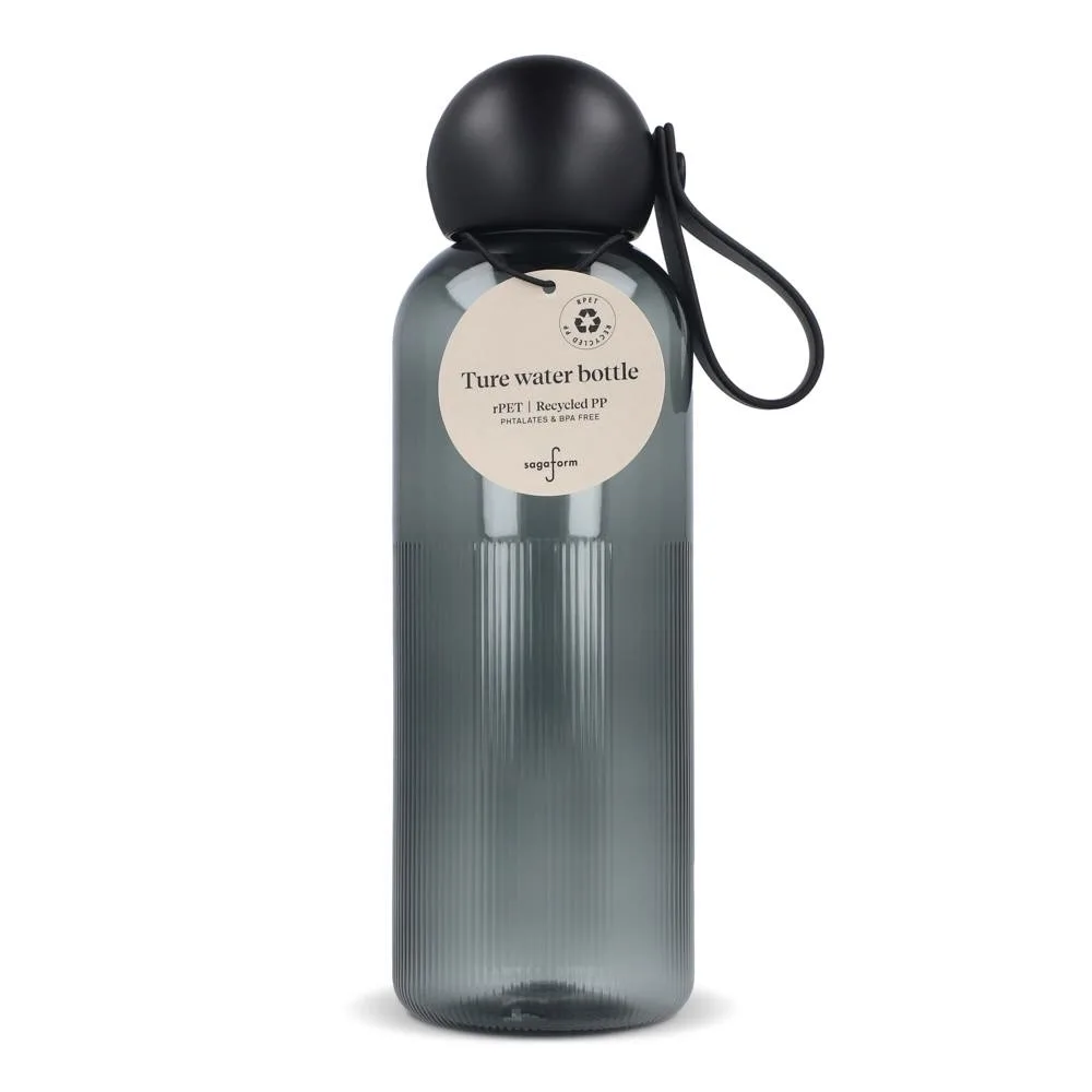 Sagaform Ture waterfles 600 ml transparant zwart - Hidalgo-werbeartikel Sagaform Ture waterfles 600 ml, transparant zwart