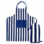 Sagaform Aron schort & BBQ handschoen set, wit / blauw