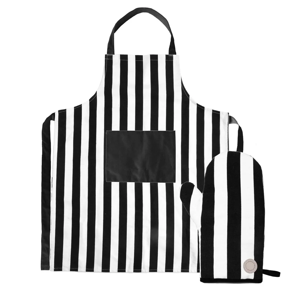 Sagaform Aron schort BBQ handschoen set witzwart - Hidalgo-werbeartikel Sagaform Aron schort & BBQ handschoen set, wit/zwart