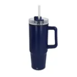 Miami beker met handvat en rietje 800ml, donkerblauw